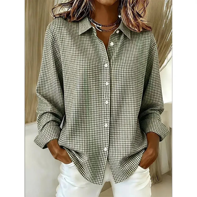 Illyssia - Blusa a Bottoni in Gingham Classico