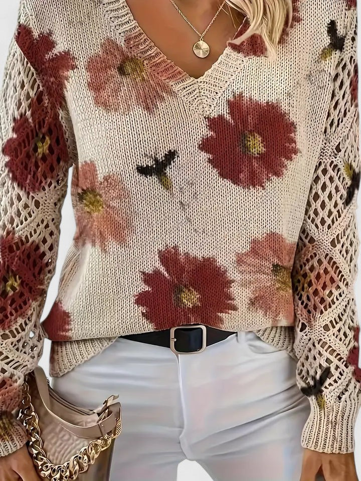 Magnolia | Elegant sweater with floral pattern