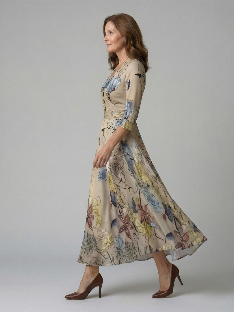 Celine | Abito Midi con Collo Incrociato