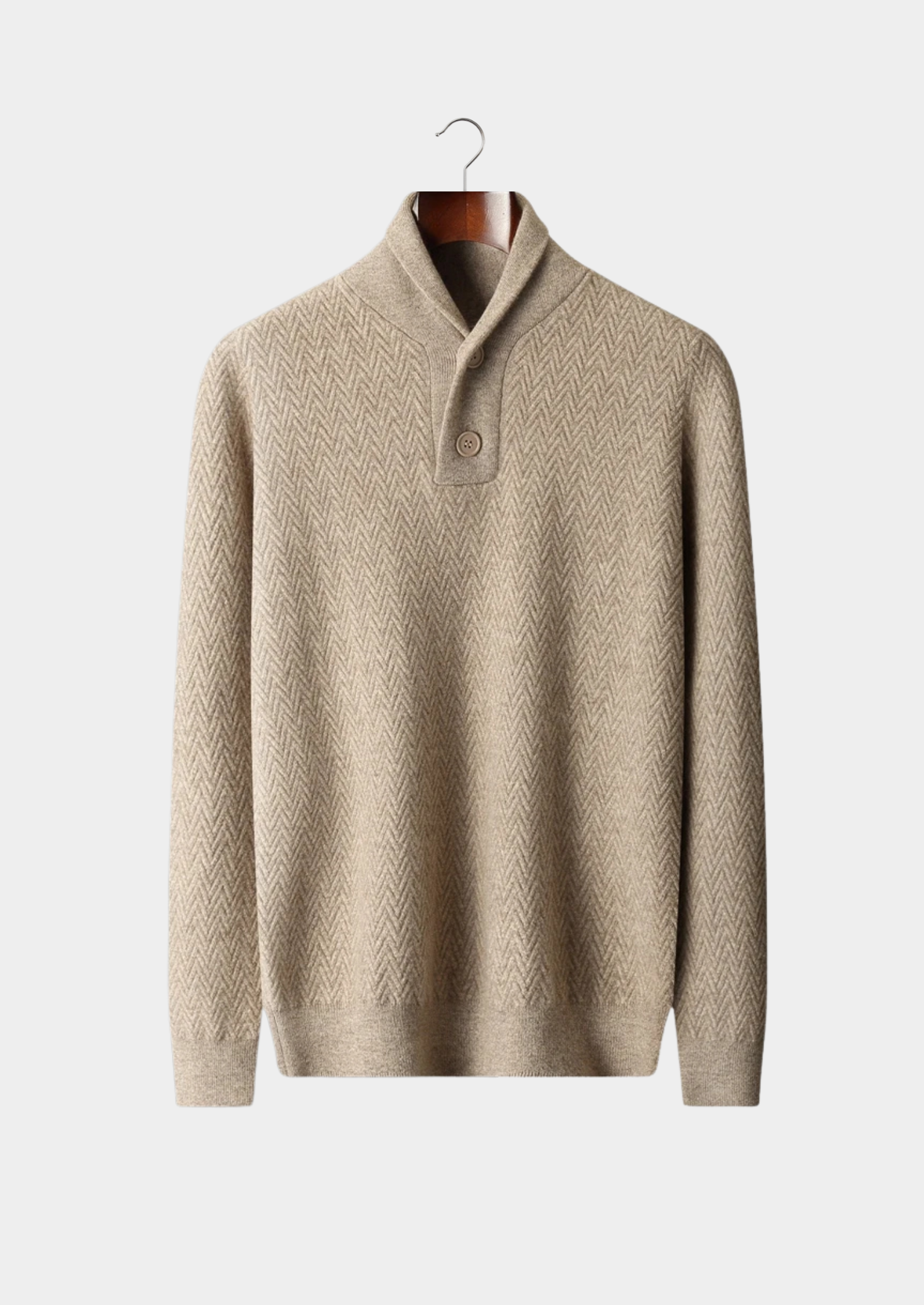 100% CASHMERE ZIGZAG BUTTON SWEATER