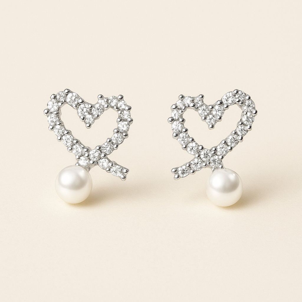 PAREL Zircon-Studded Heart Earrings
