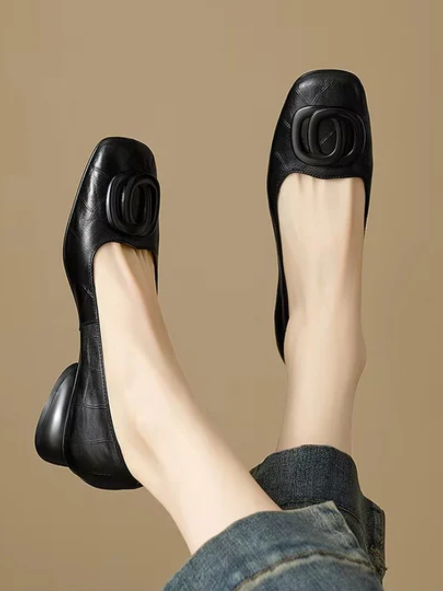 OPIUM | Ballerine in Pelle con Punta Quadrata