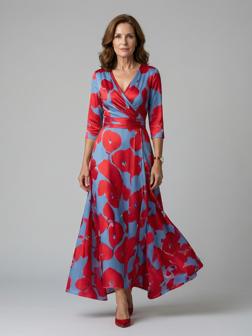 Celine | Abito Midi con Collo Incrociato