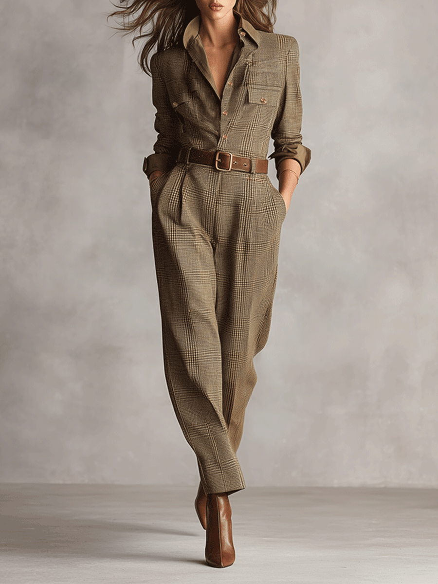 Celia | Checkered Jumpsuit with Sophisticated Details