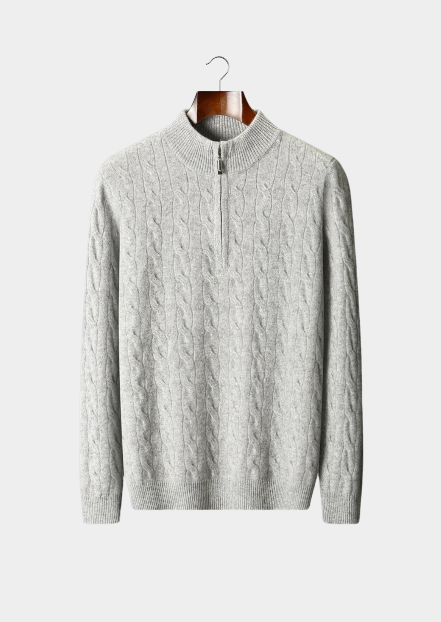 WOOL CABLE HALF ZIP