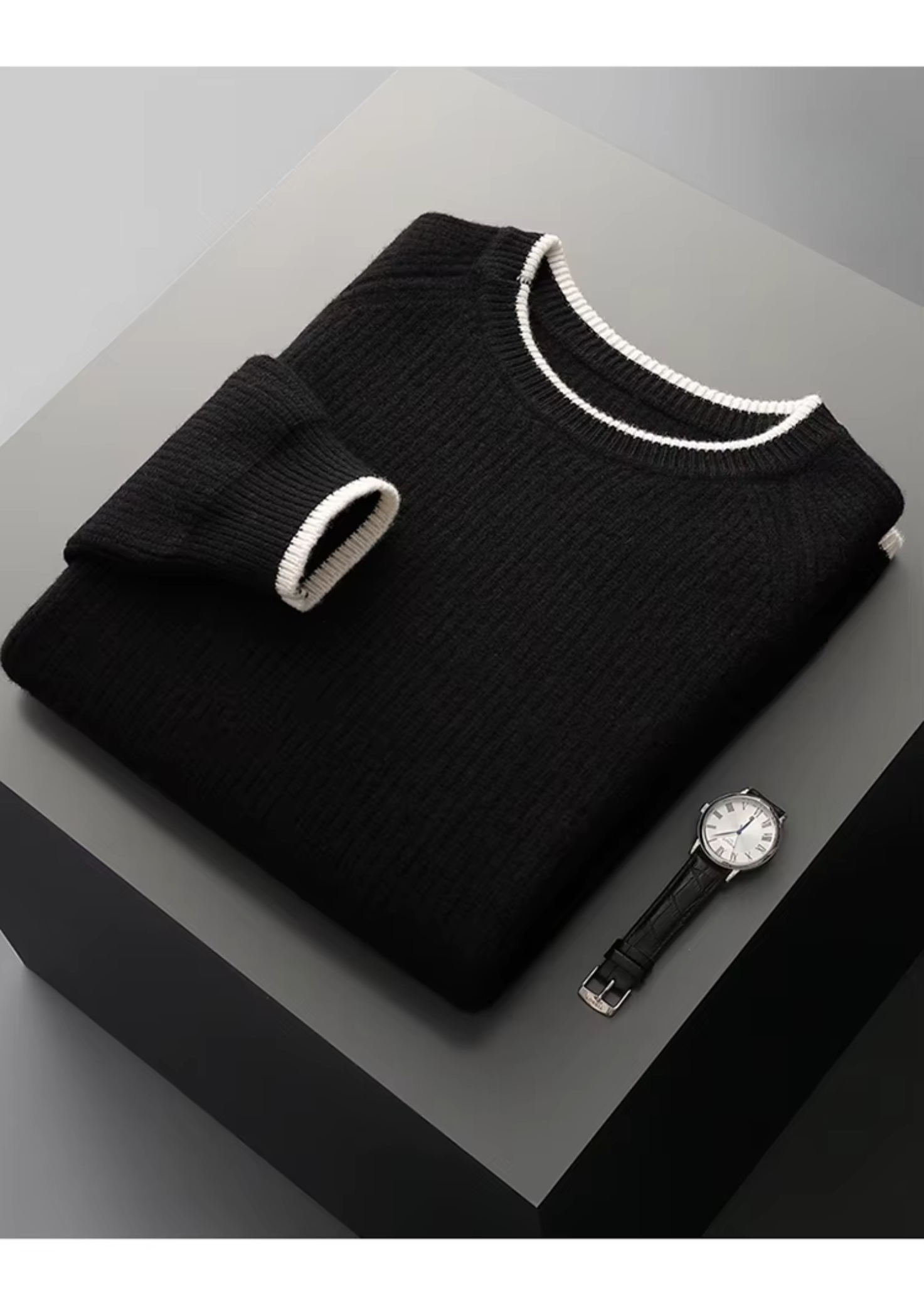 WOOL TWO TONE CREWNECK