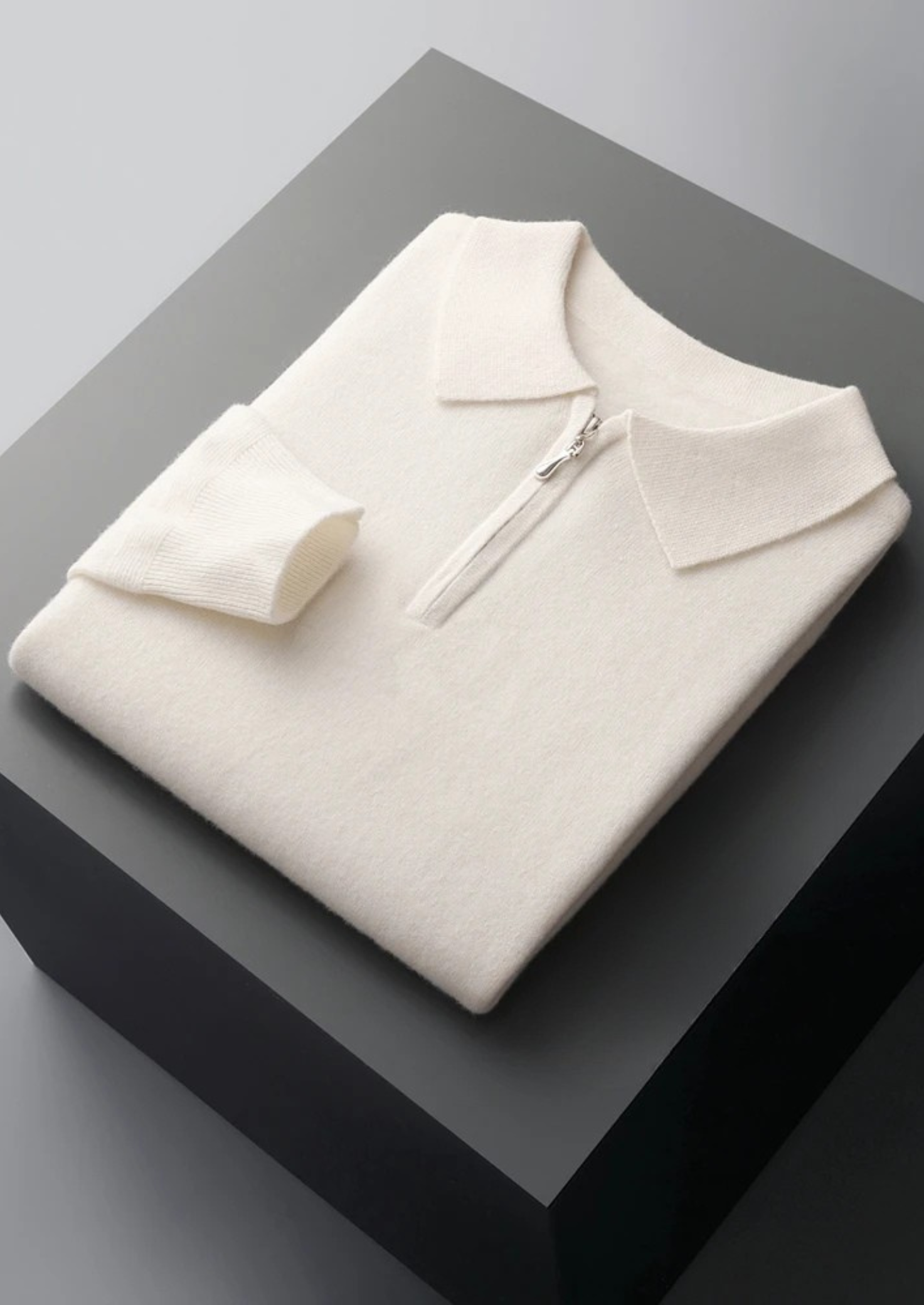 WOOL HALF ZIP POLO