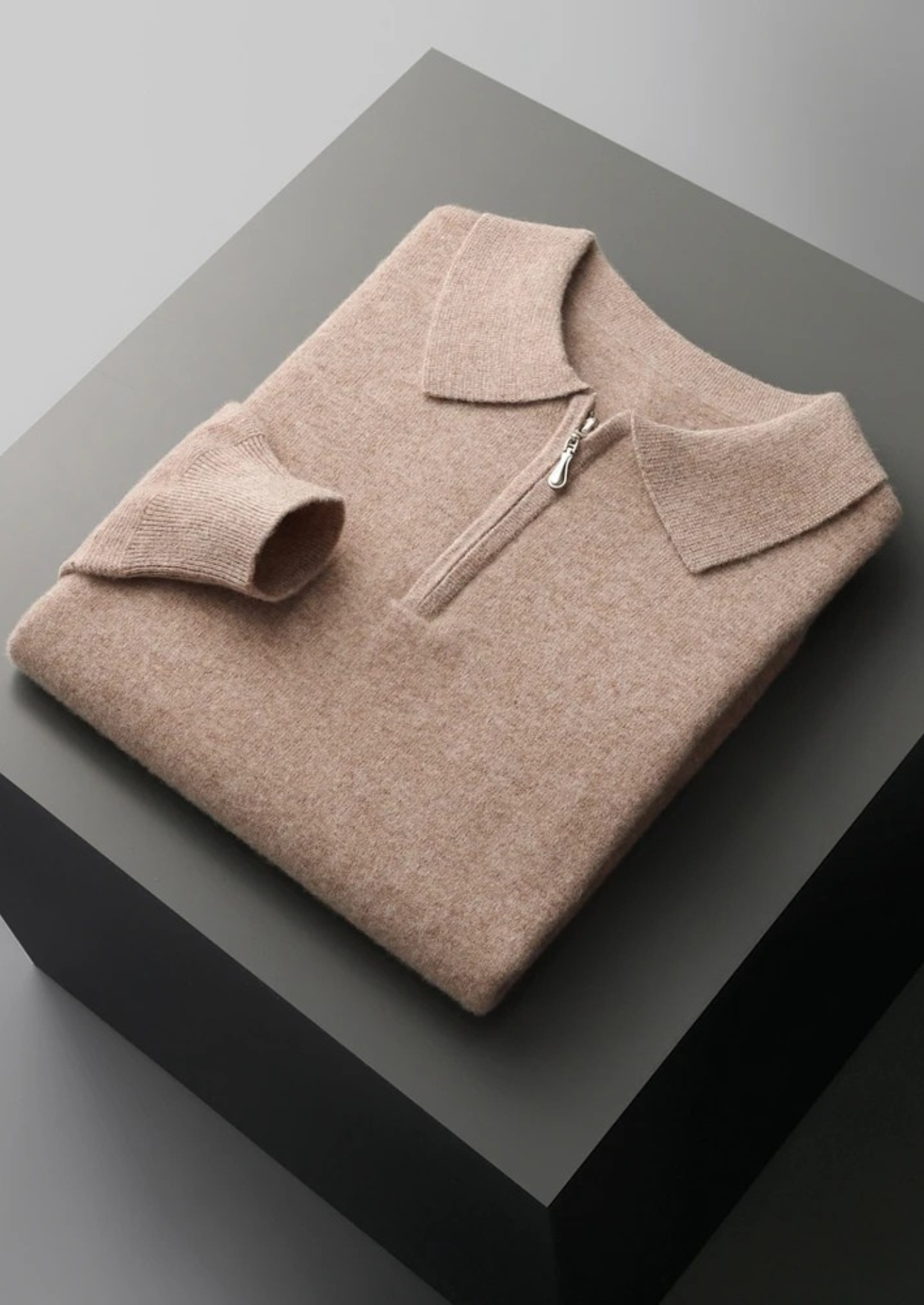 WOOL HALF ZIP POLO