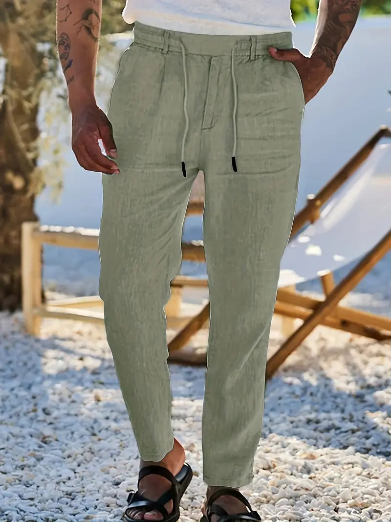 NICHOLS | WIDE LINEN PANTS WITH CORD