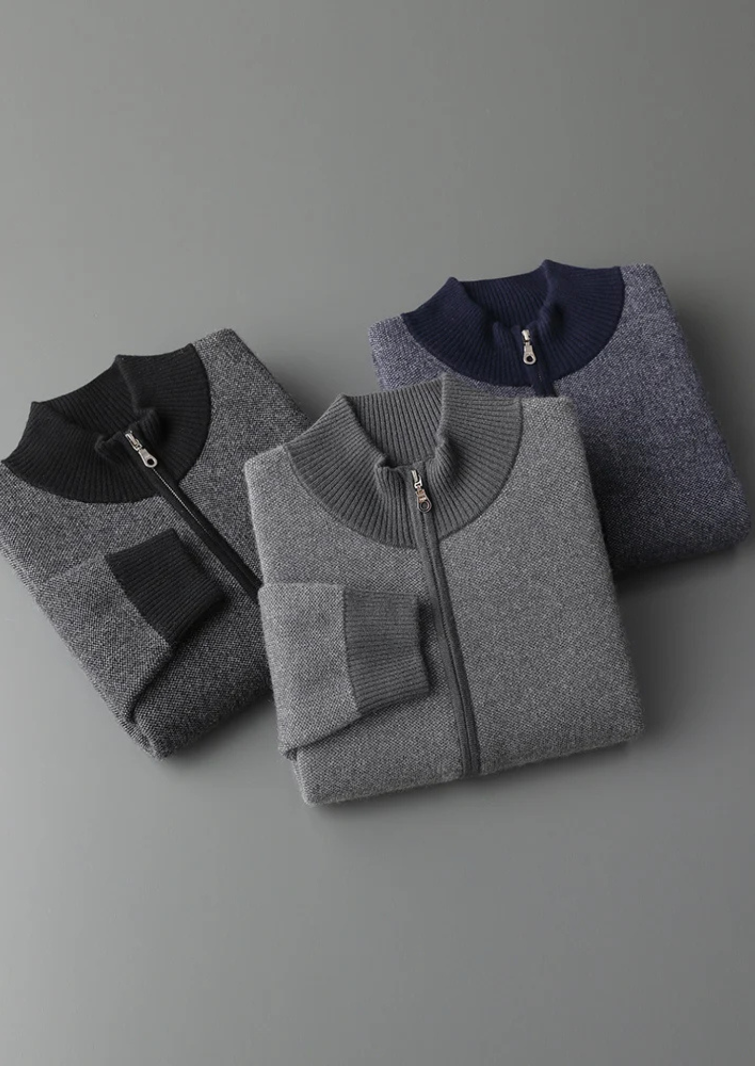 100% CASHMERE JACQUARD ZIP CARDIGAN