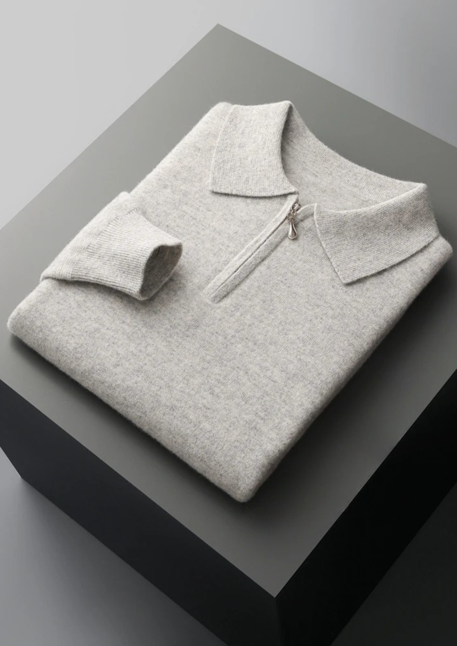WOOL HALF ZIP POLO