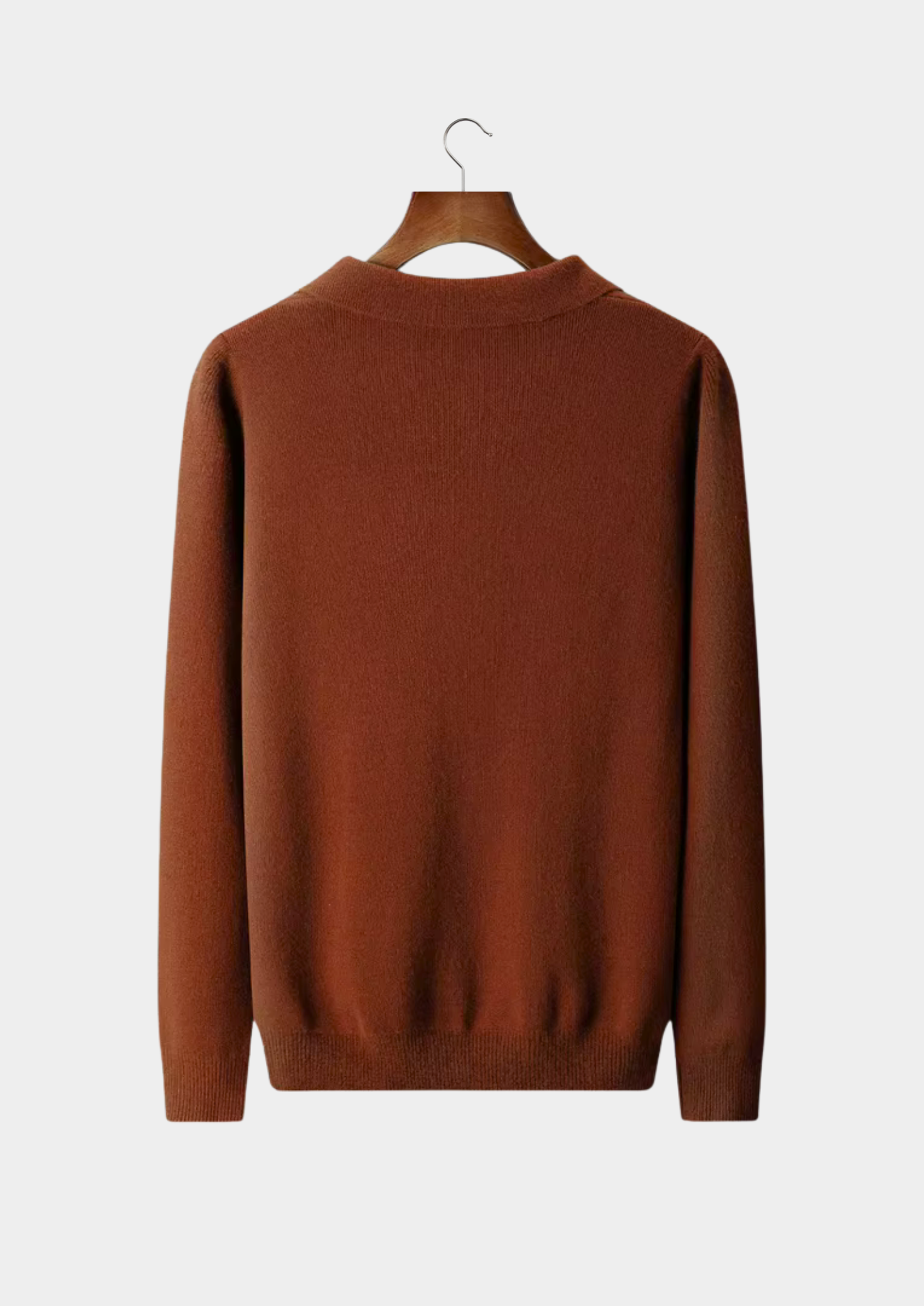 WOOL RIBBED BUTTONLESS POLO