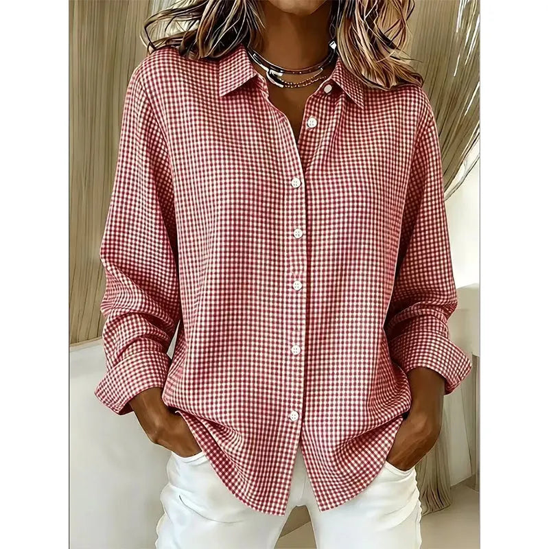 Illyssia - Blusa a Bottoni in Gingham Classico