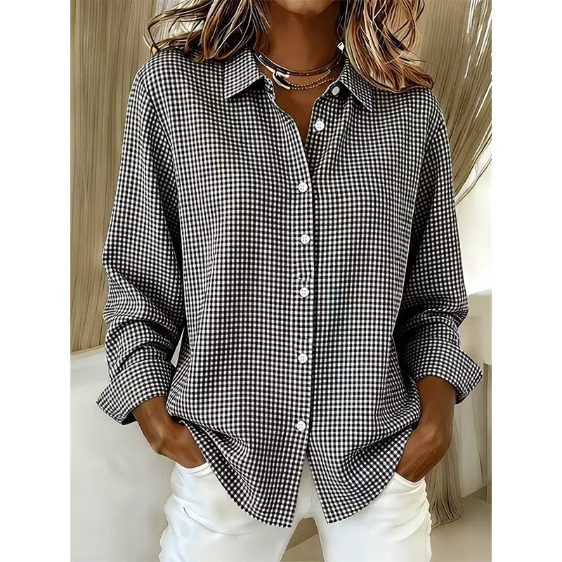 Illyssia - Blusa a Bottoni in Gingham Classico