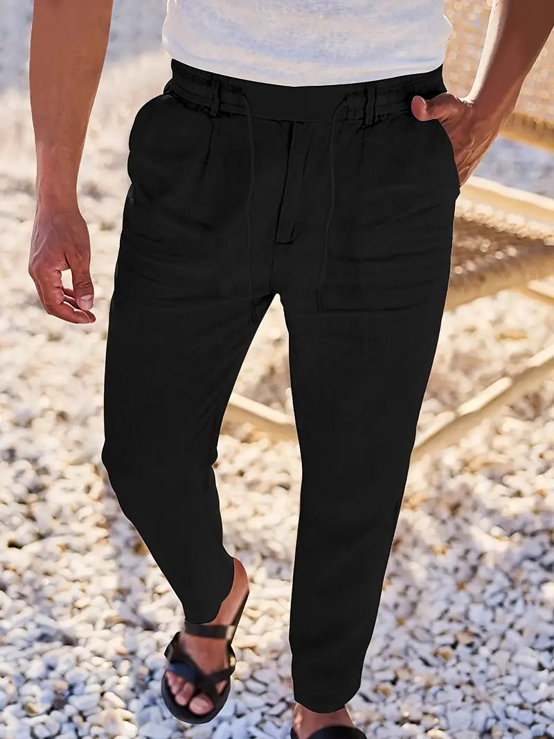 NICHOLS | WIDE LINEN PANTS WITH CORD