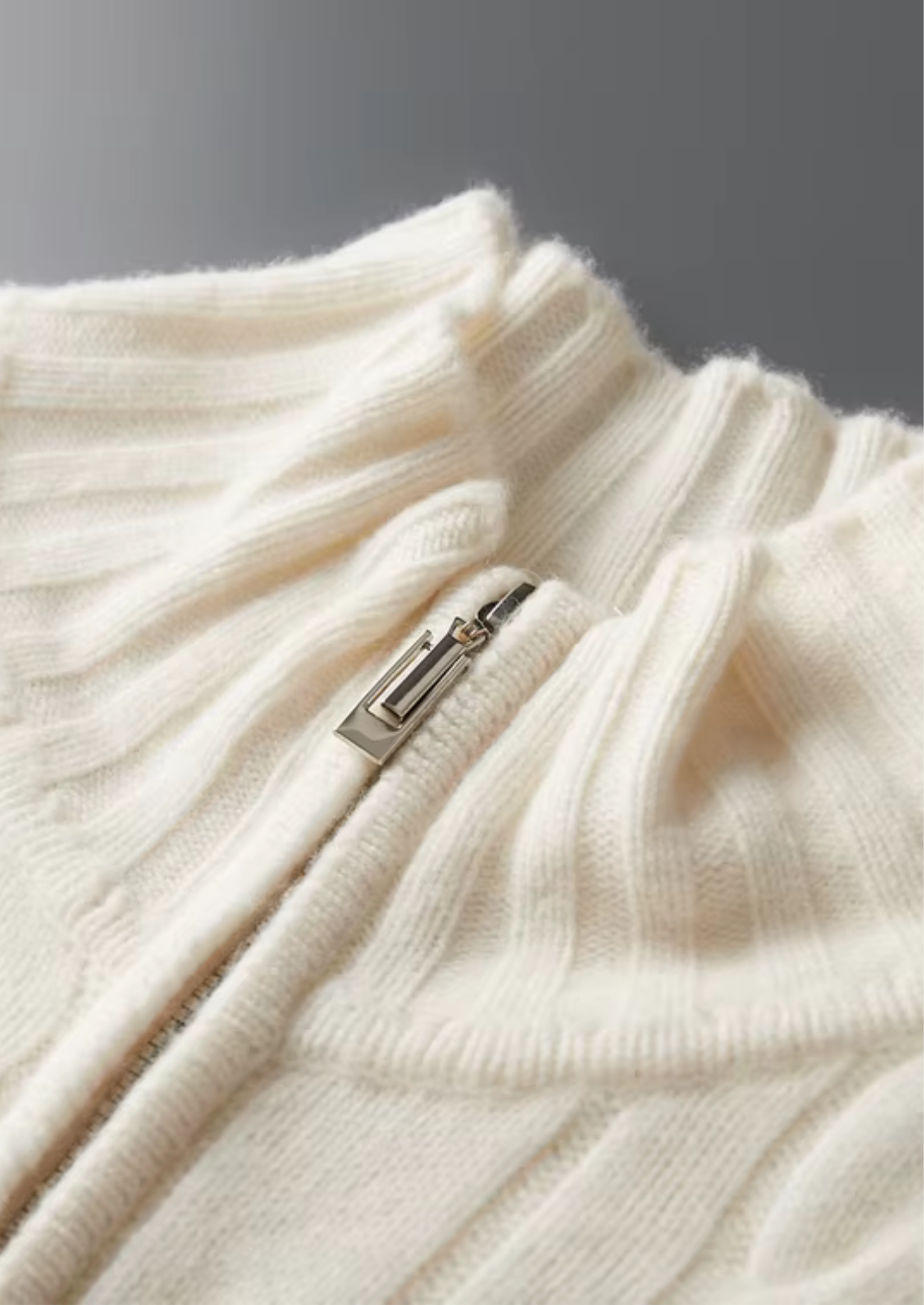 WOOL DUAL-ZIP CABLE CARDIGAN