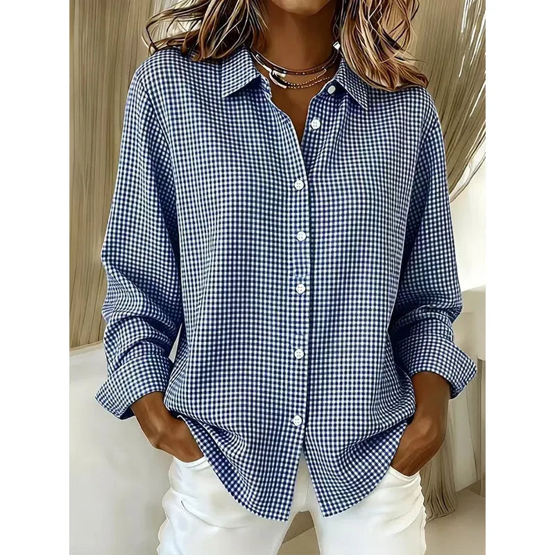 Illyssia - Blusa a Bottoni in Gingham Classico