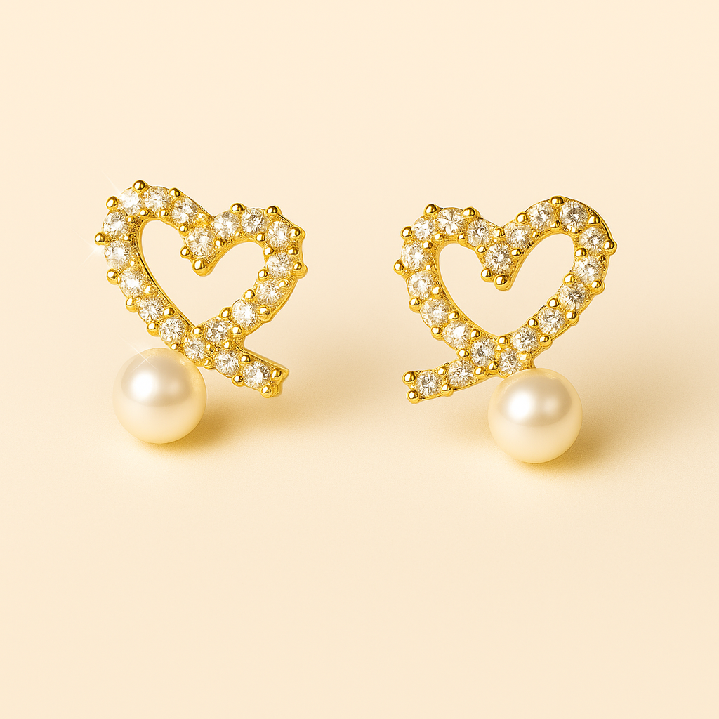 PAREL Zircon-Studded Heart Earrings
