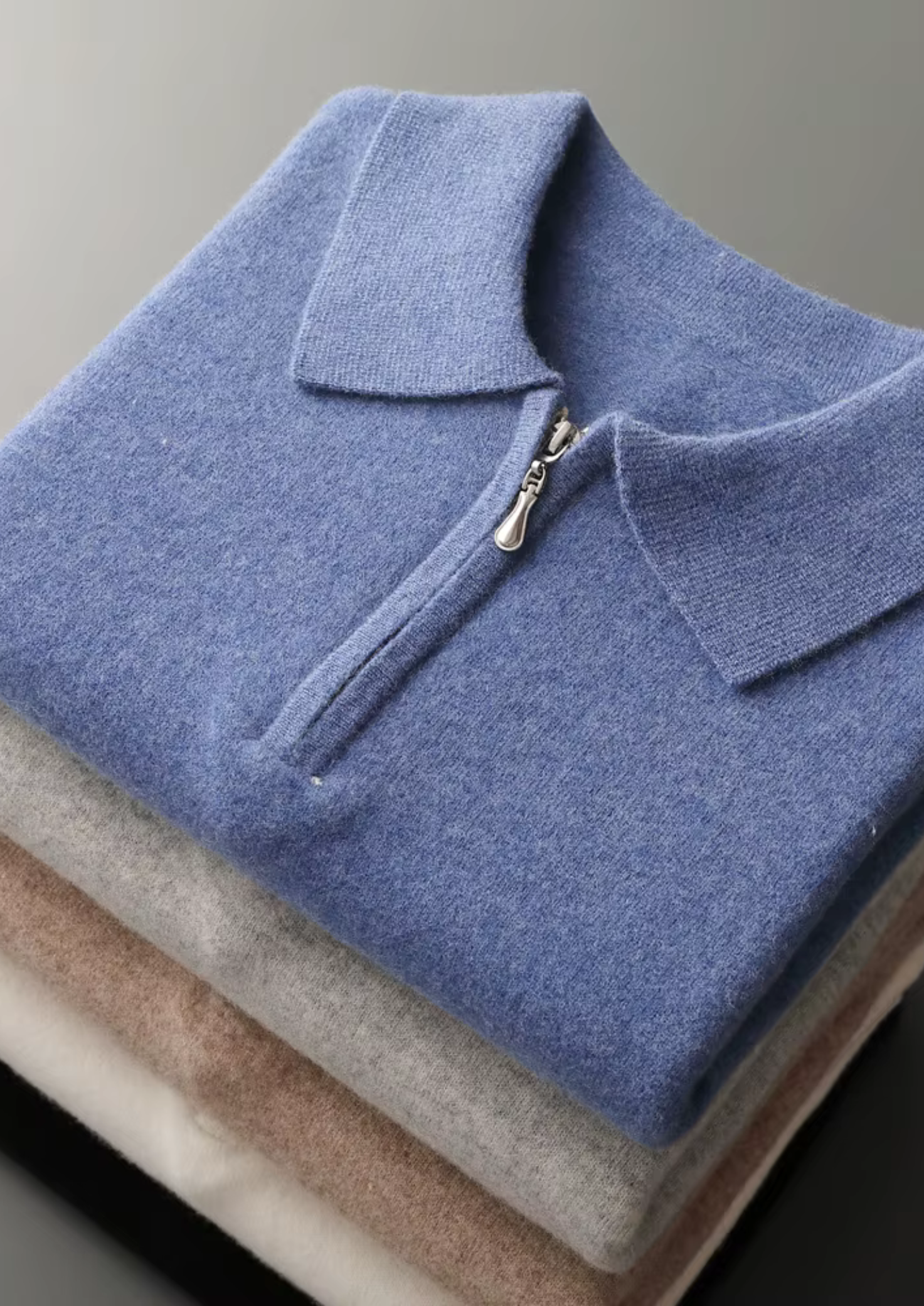 WOOL HALF ZIP POLO