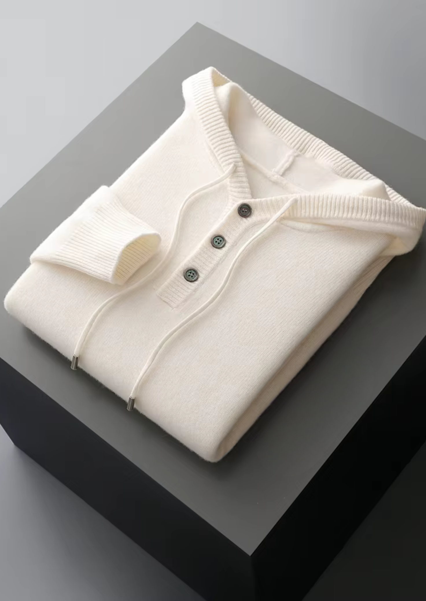 WOOL BUTTON HOODIE