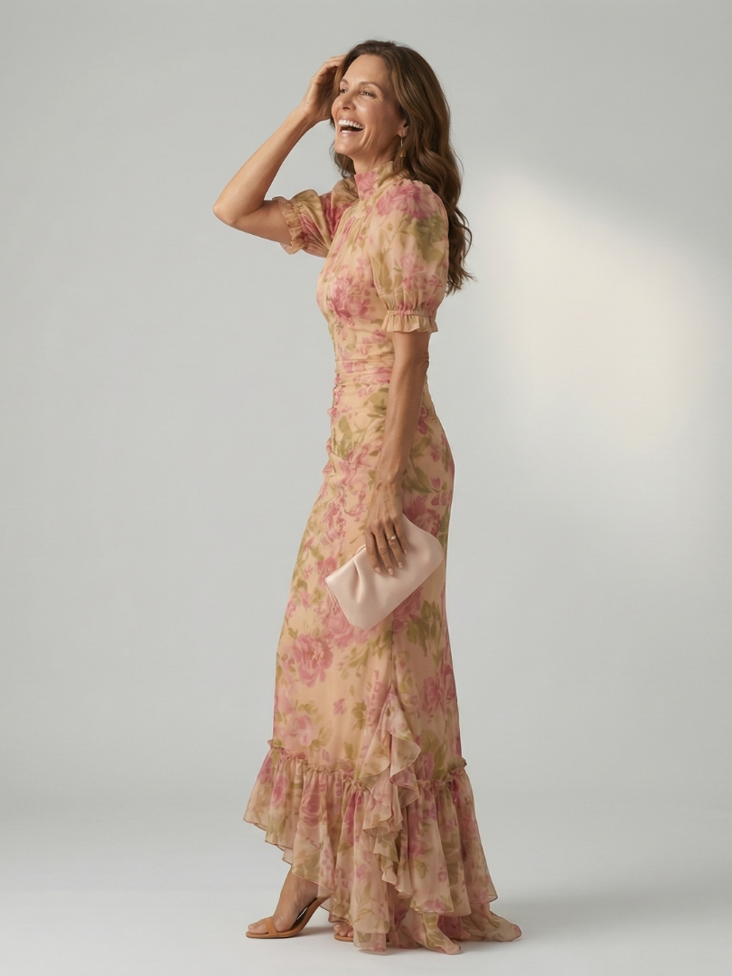 Vianne | Abito Maxi con Collo Alto Gentile