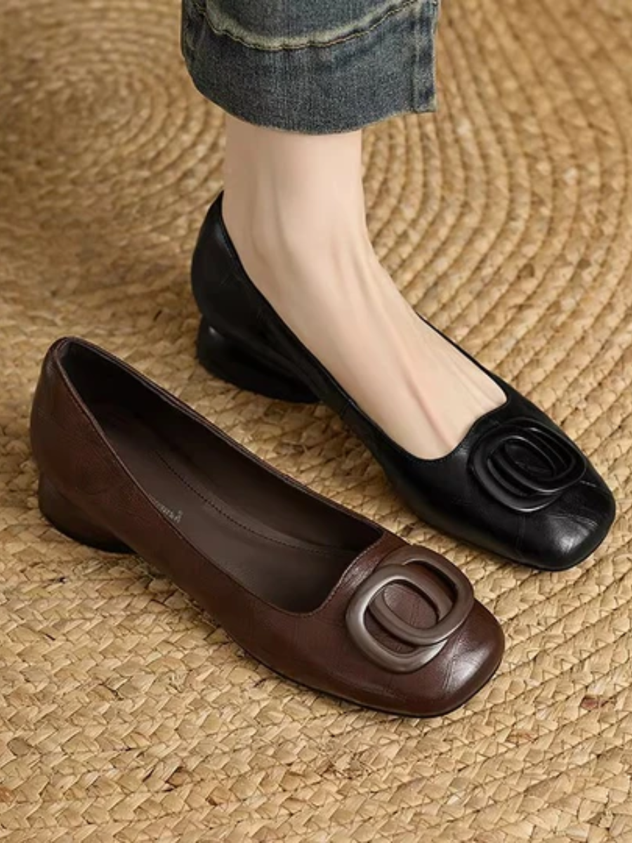 OPIUM | Ballerine in Pelle con Punta Quadrata