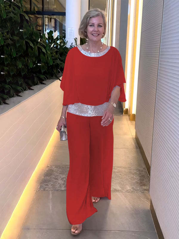 Mireya | Elegant Wide Leg Two Piece Evening Pant Set