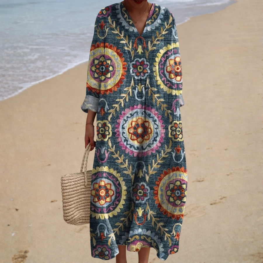 Serafina | Abito Lungo con Motivi Boho
