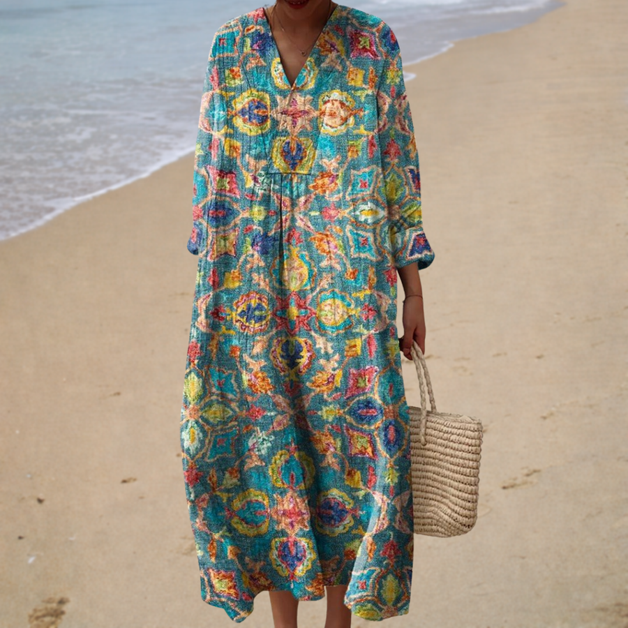 Chiara | Abito Lungo con Motivi Boho