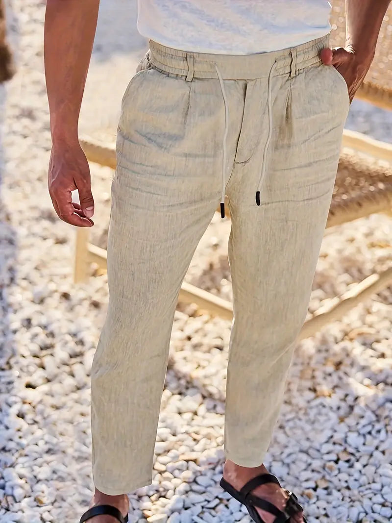 NICHOLS | WIDE LINEN PANTS WITH CORD