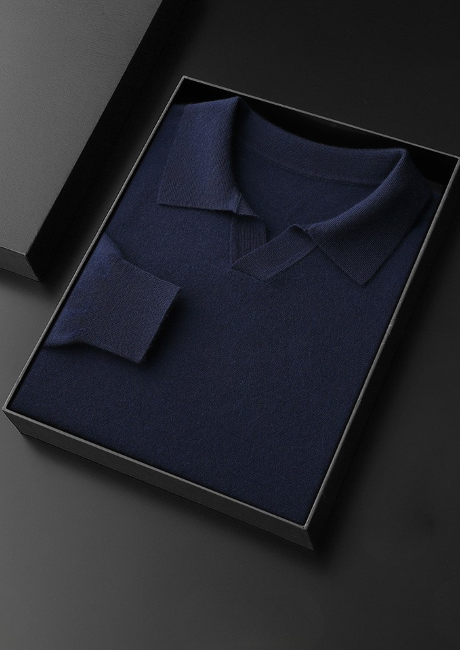 100% CASHMERE BUTTONLESS SWEATER POLO