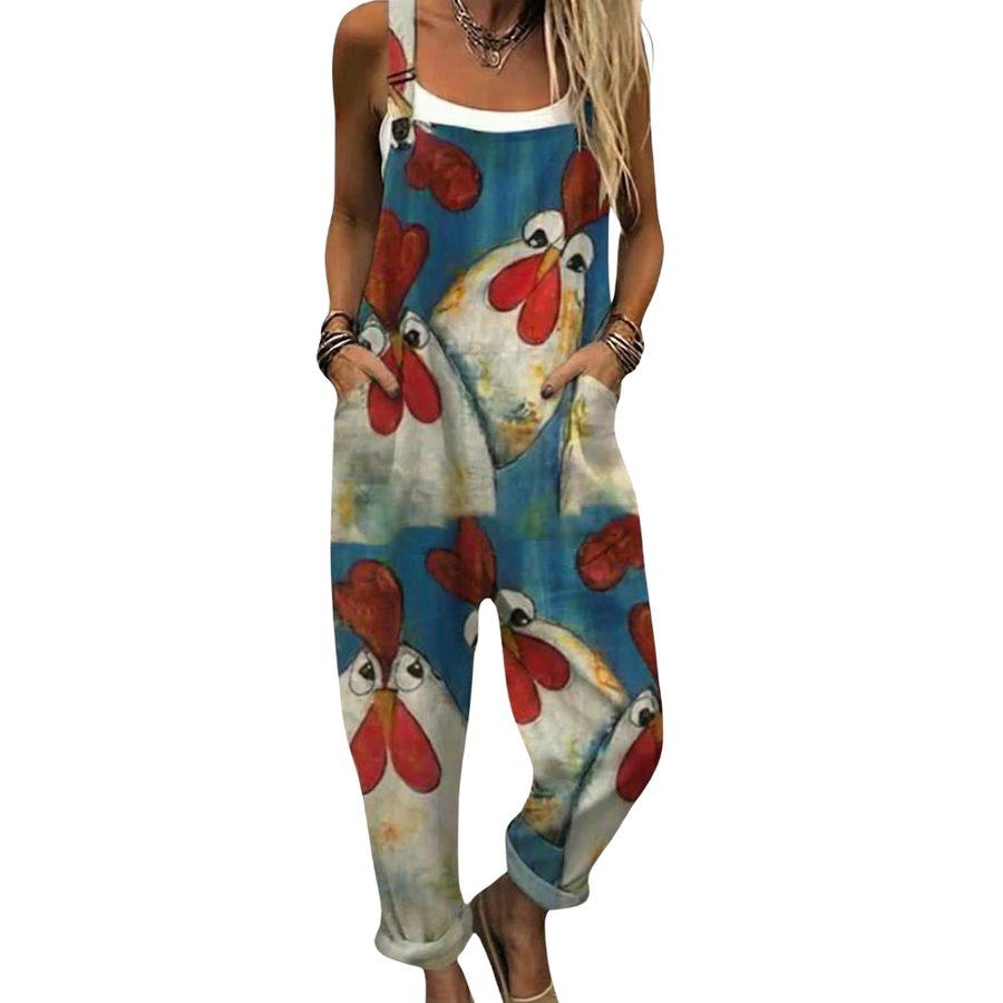 LS™ | Pantaloni in stile salopette con stampa vintage