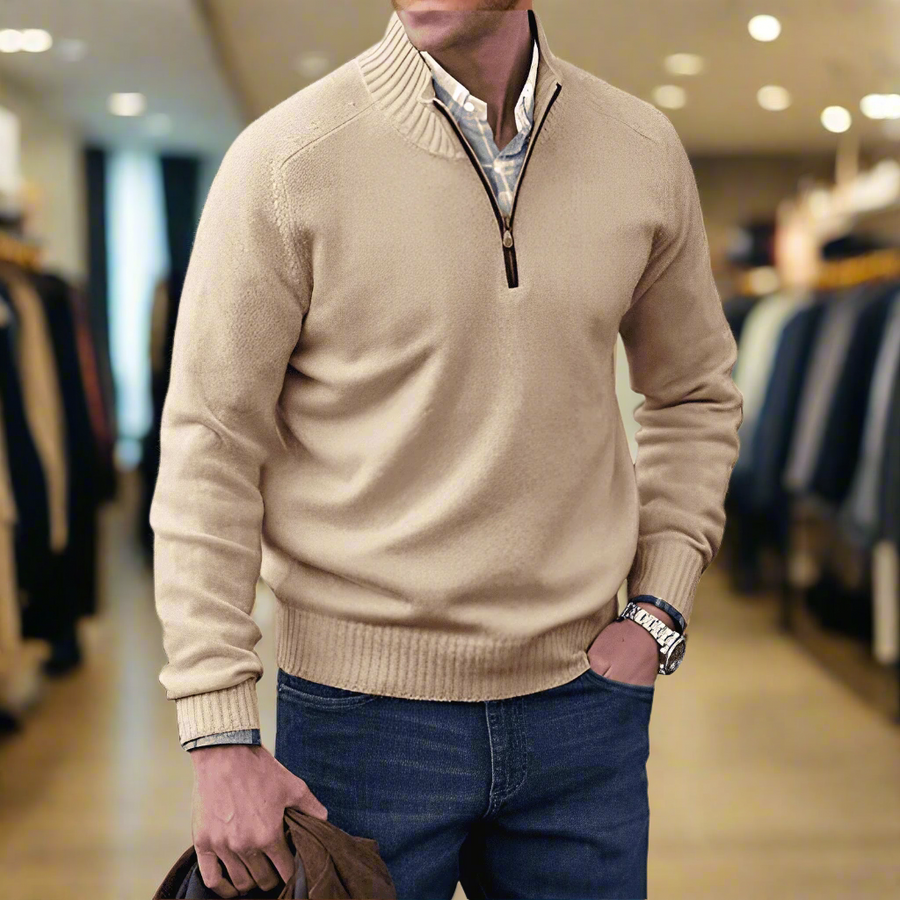 MODERN REGULAR-FIT ZIP PULLOVER | EFFORTLESS EVERYDAY ELEGANCE