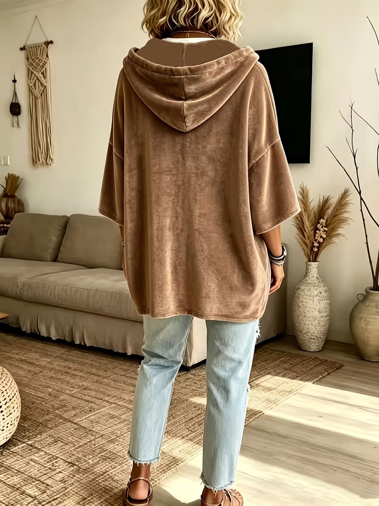 Missina - Felpa Con Cappuccio Oversize in Velluto Di Lusso