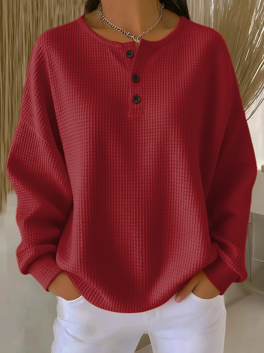 Mirabel™ | Felpa Henley Waffle Douillet