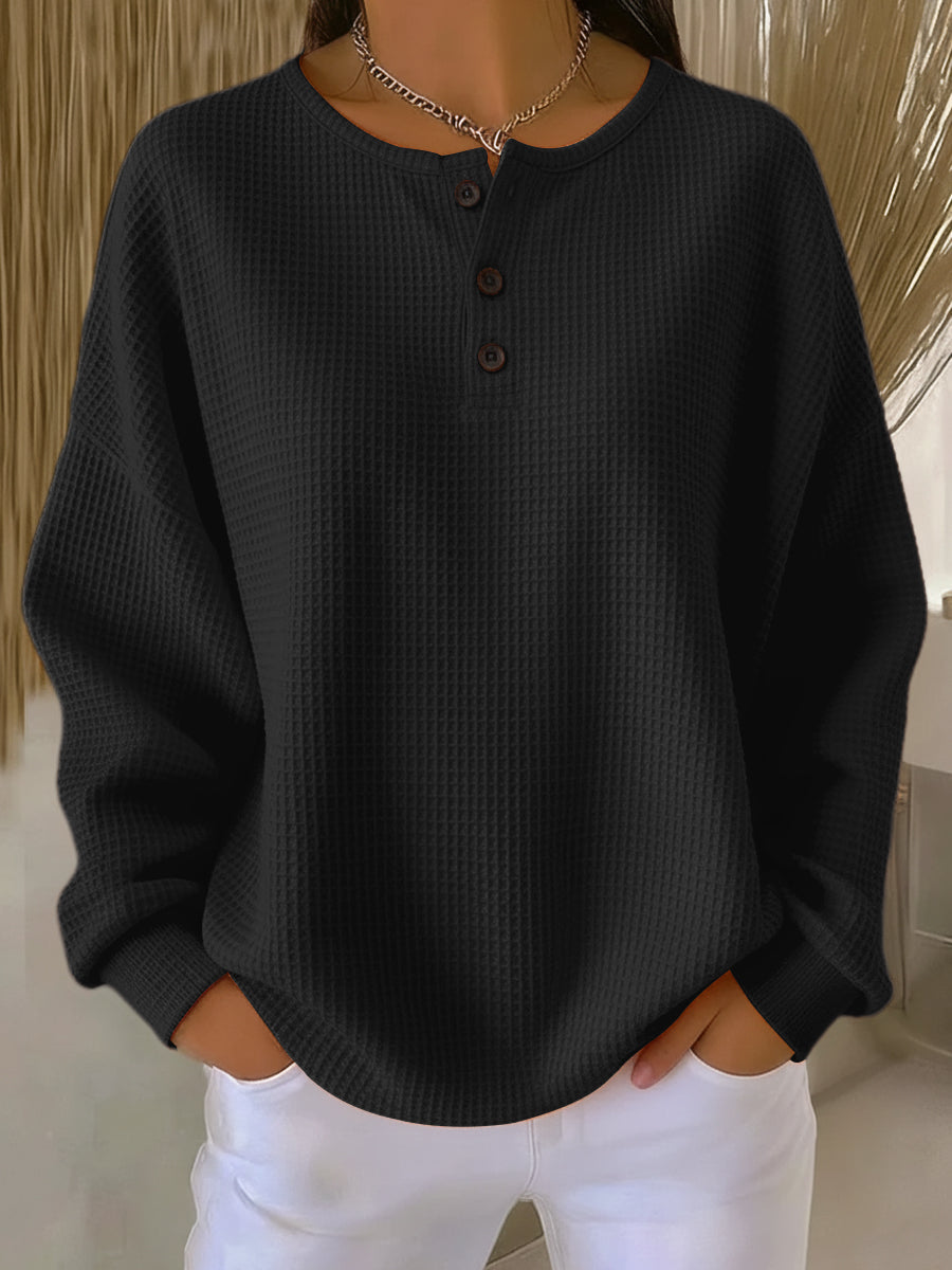 Mirabel™ | Felpa Henley Waffle Douillet