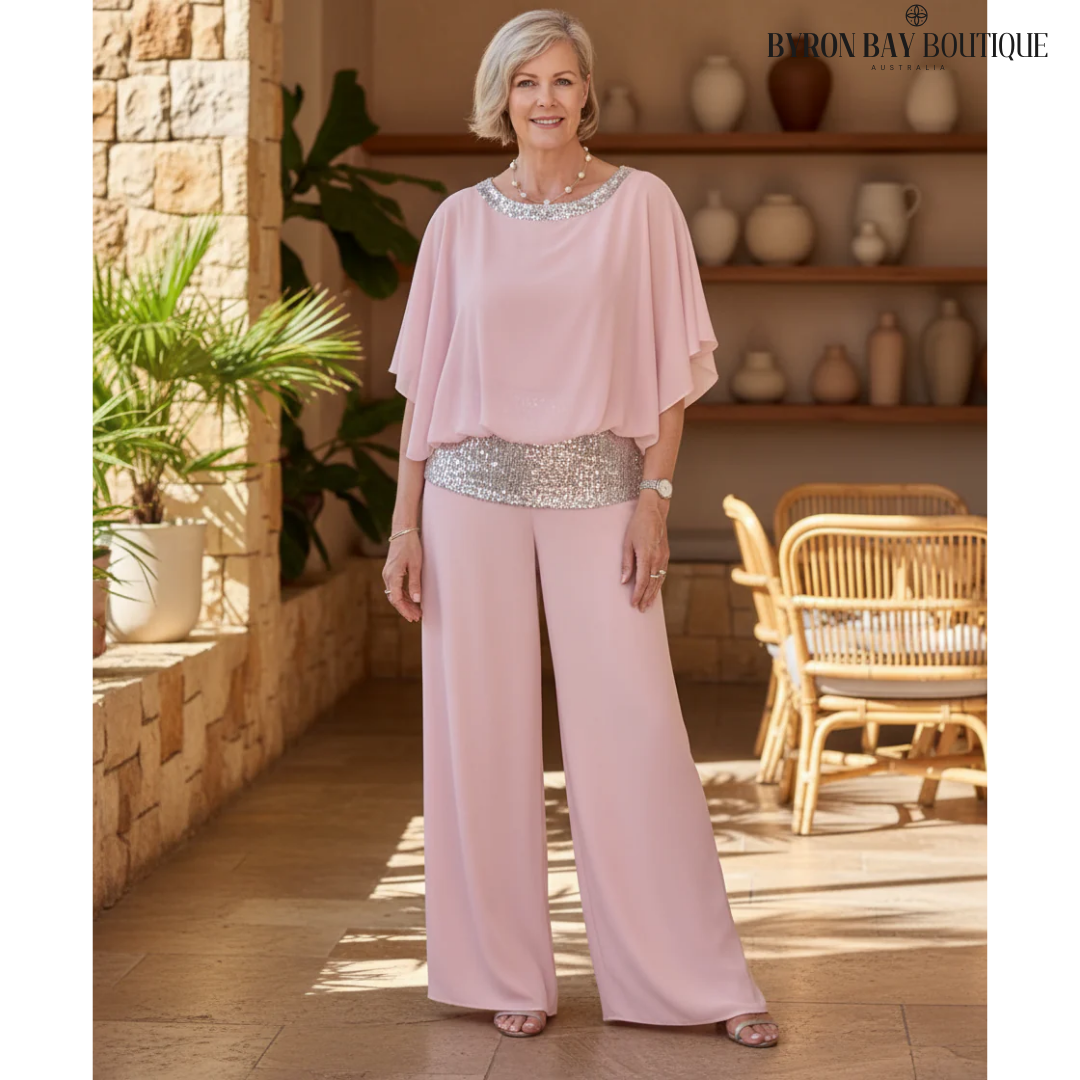 Mireya | Elegant Wide Leg Two Piece Evening Pant Set