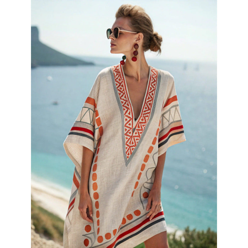 Abito caftano bohémien da donna - Abito estivo elegante e fluido