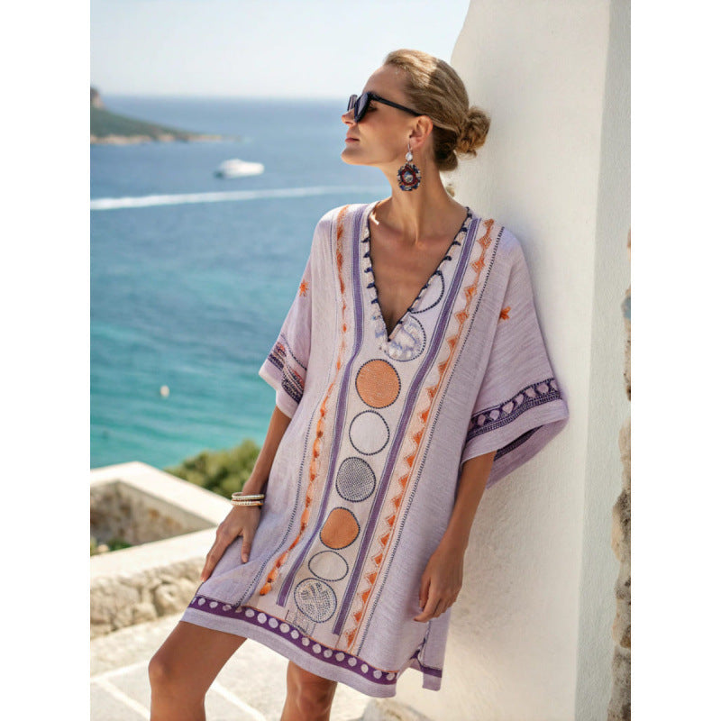Abito caftano bohémien da donna - Abito estivo elegante e fluido
