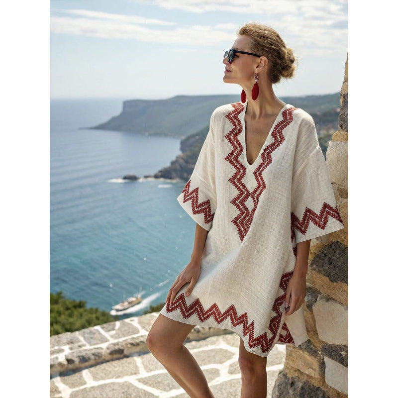Abito caftano bohémien da donna - Abito estivo elegante e fluido