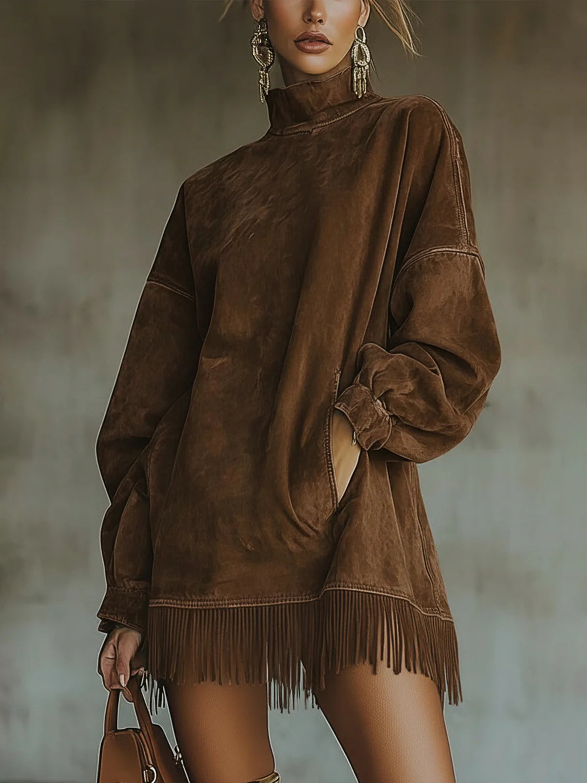 Sheri | Abito con Frange in Faux Suede