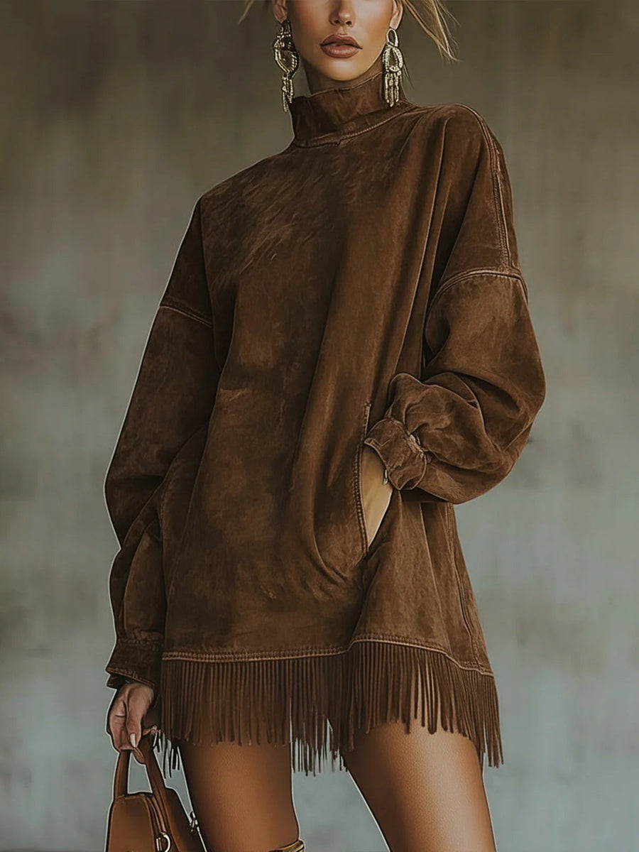 Sheri | Abito con Frange in Faux Suede