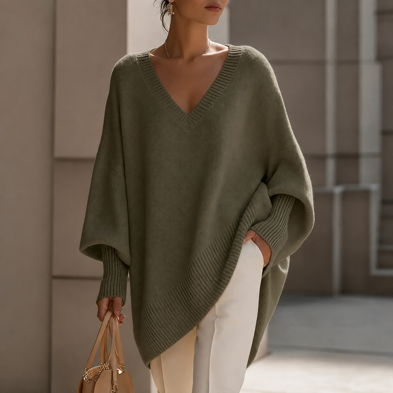 Élodie | Maglione Oversize Luxe con Collo a V