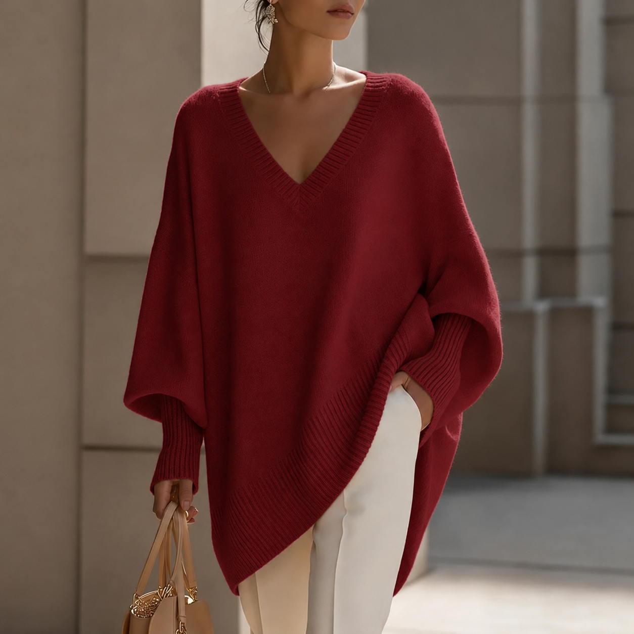 Élodie | Maglione Oversize Luxe con Collo a V