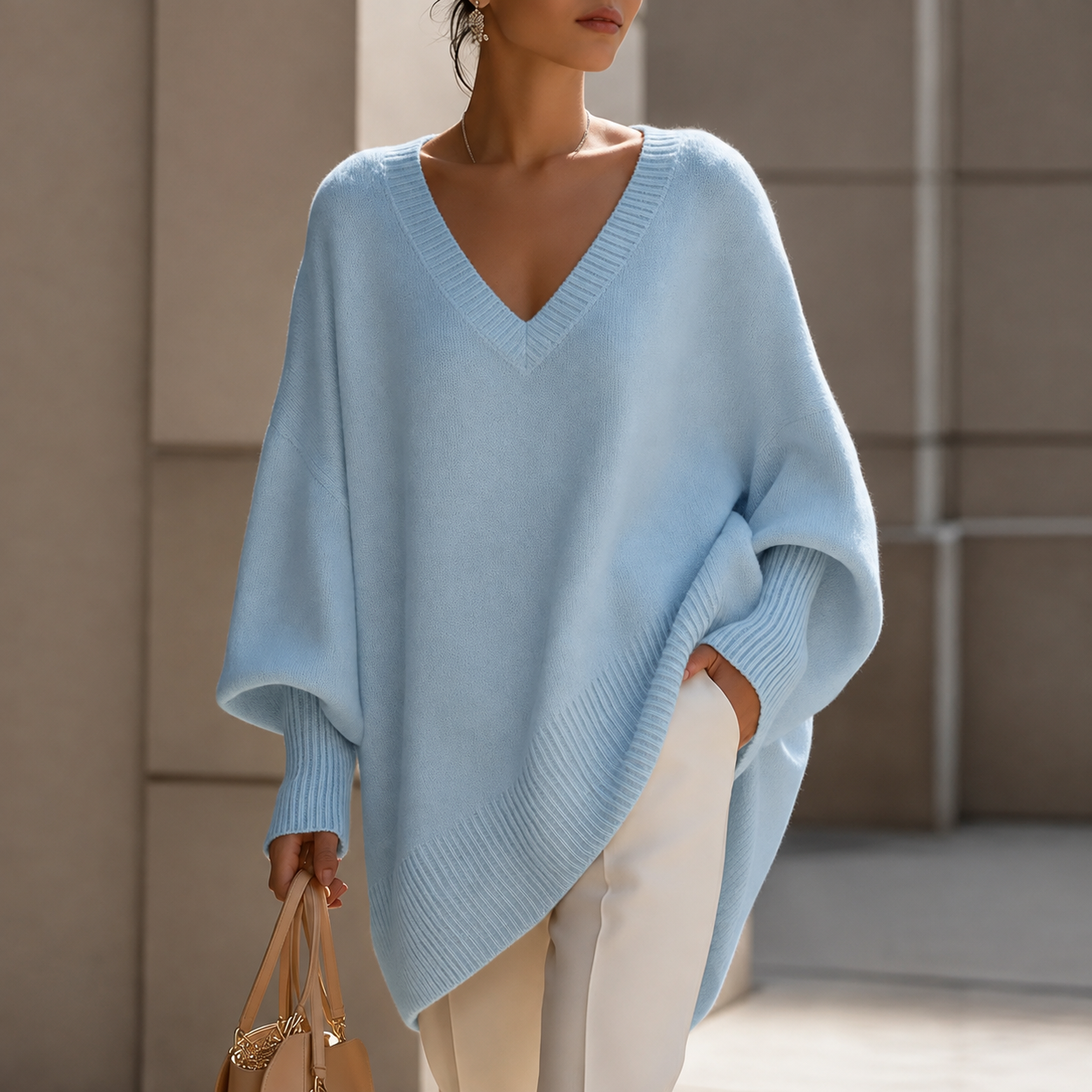 Élodie | Maglione Oversize Luxe con Collo a V
