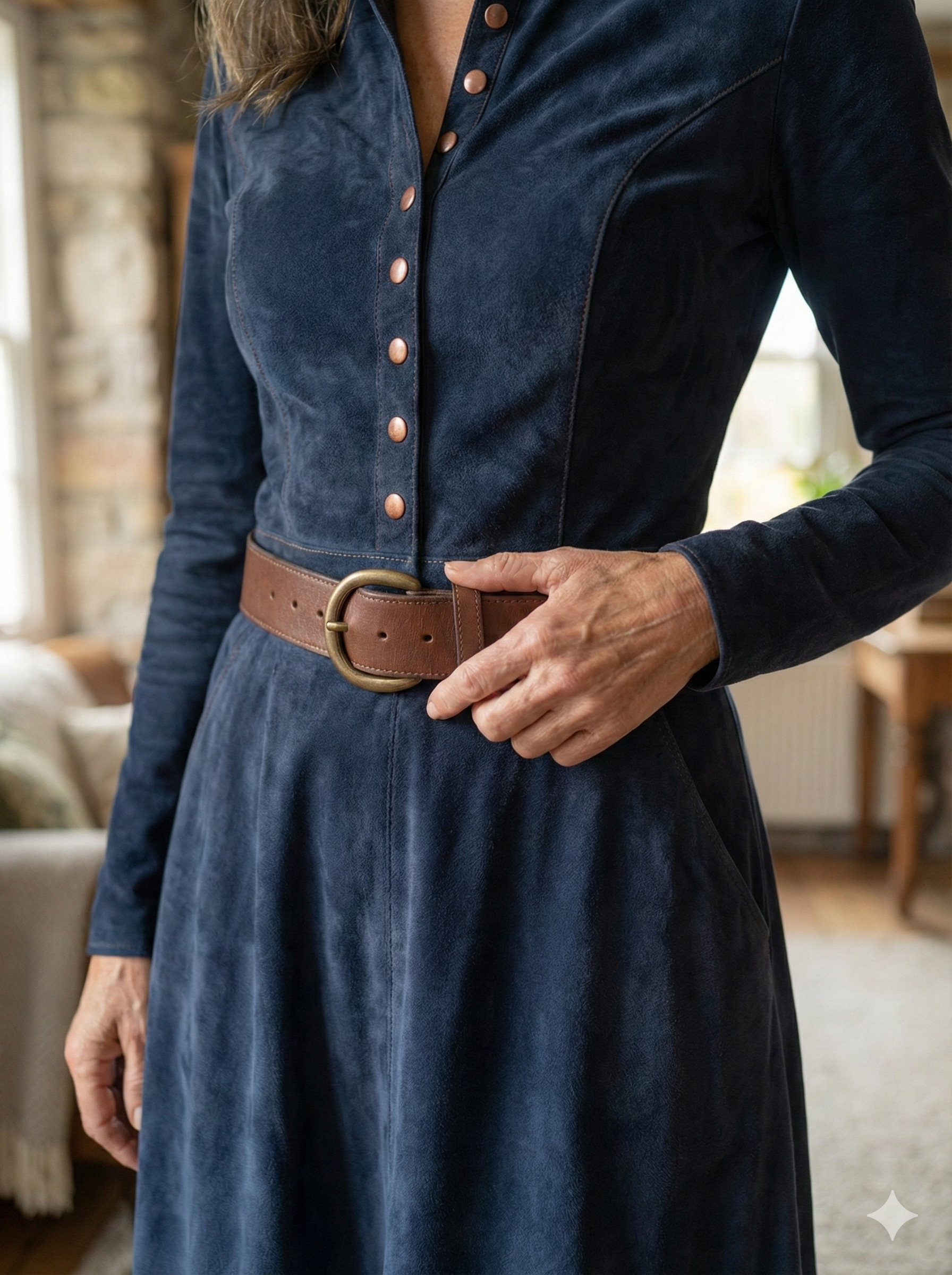 Elisa | Maxi Suede Dress with Belt