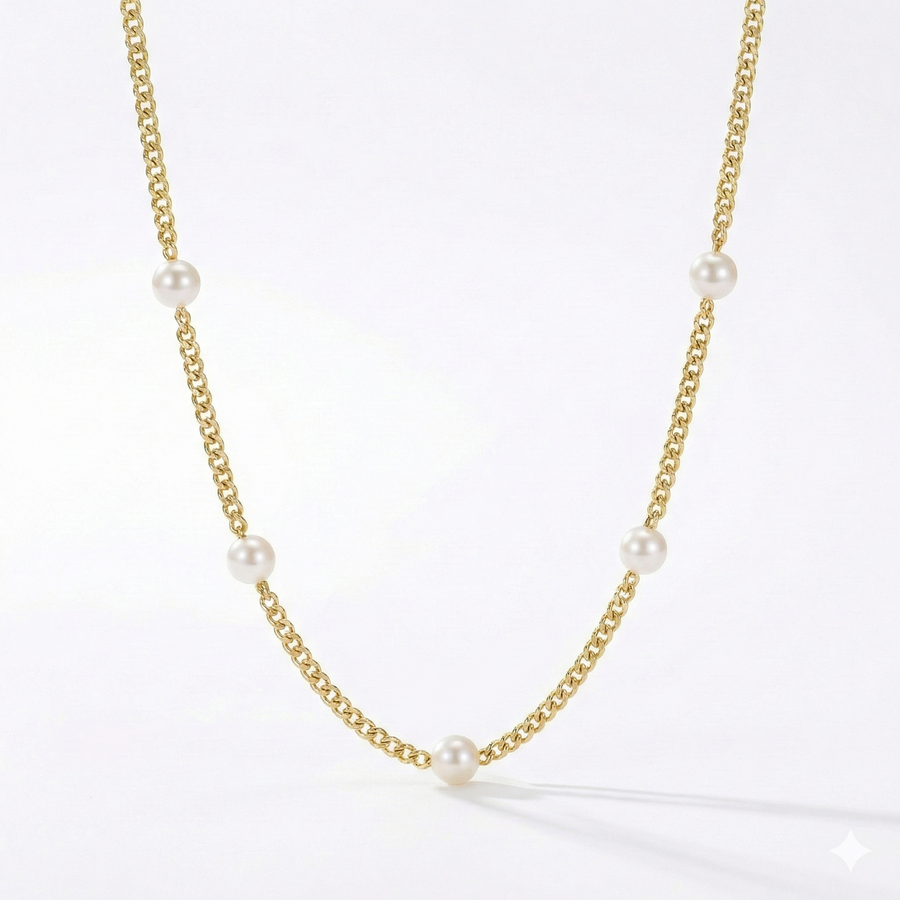Pure Gold Pearl Necklace