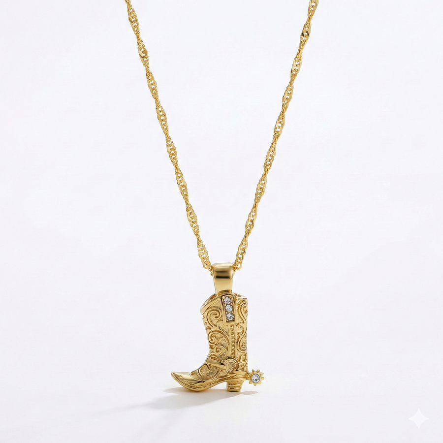 Rhinestone Rodeo Boot Necklace