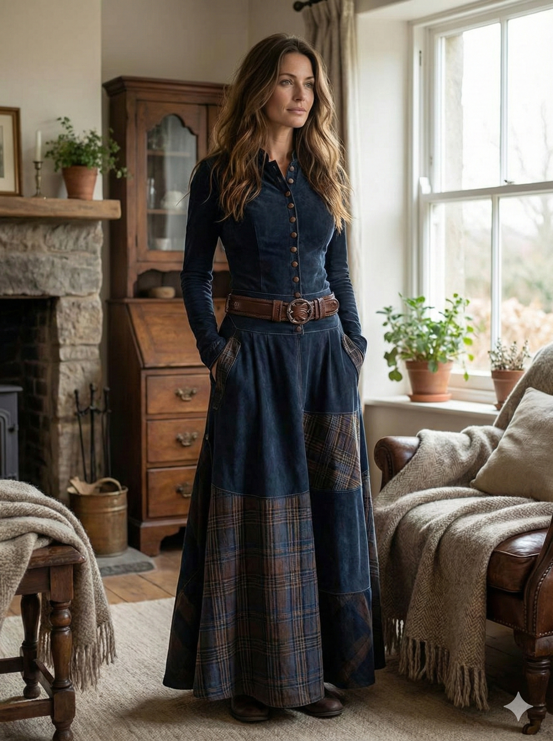 Elisa | Maxi Suede Dress with Belt