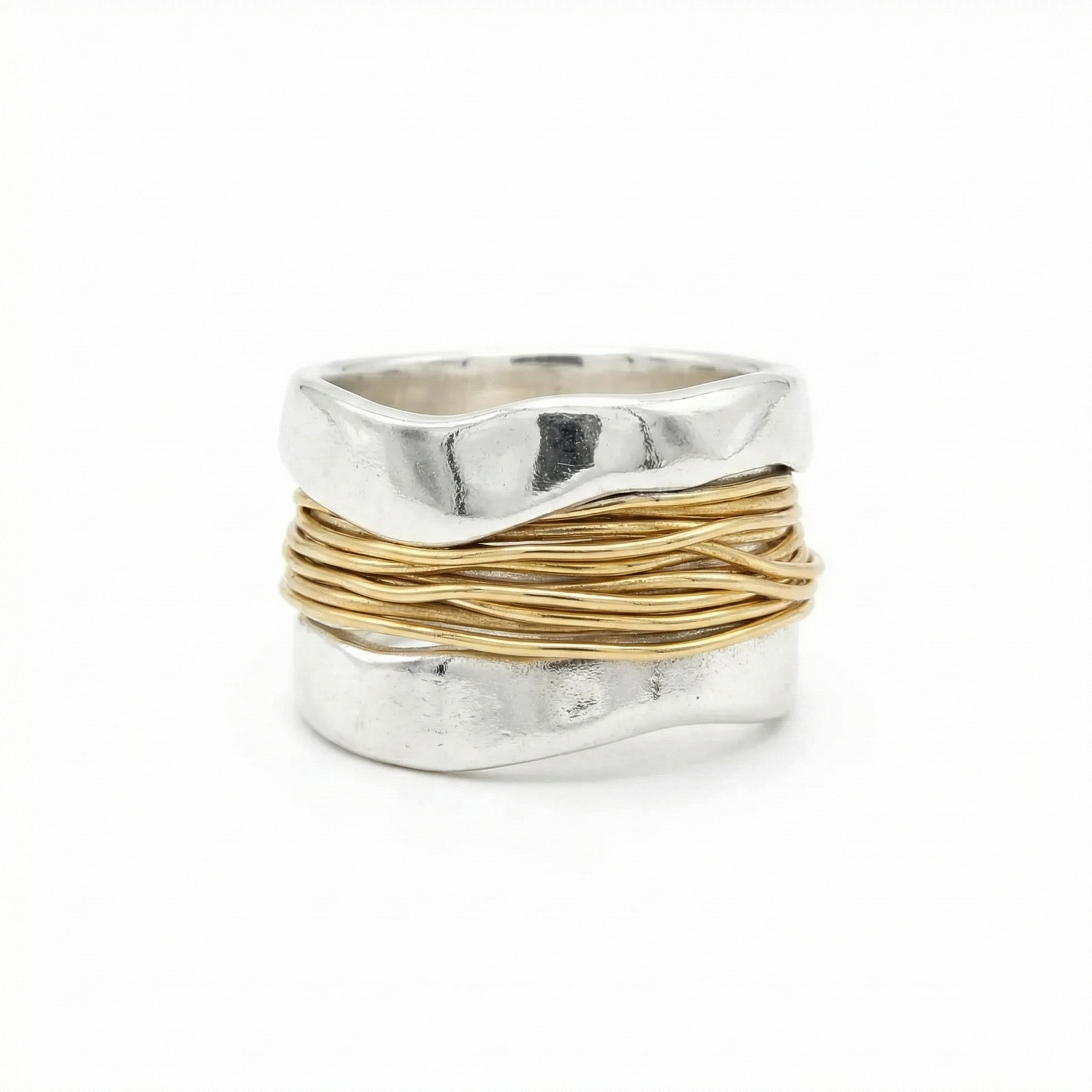 Silver-Golden Threads Ring